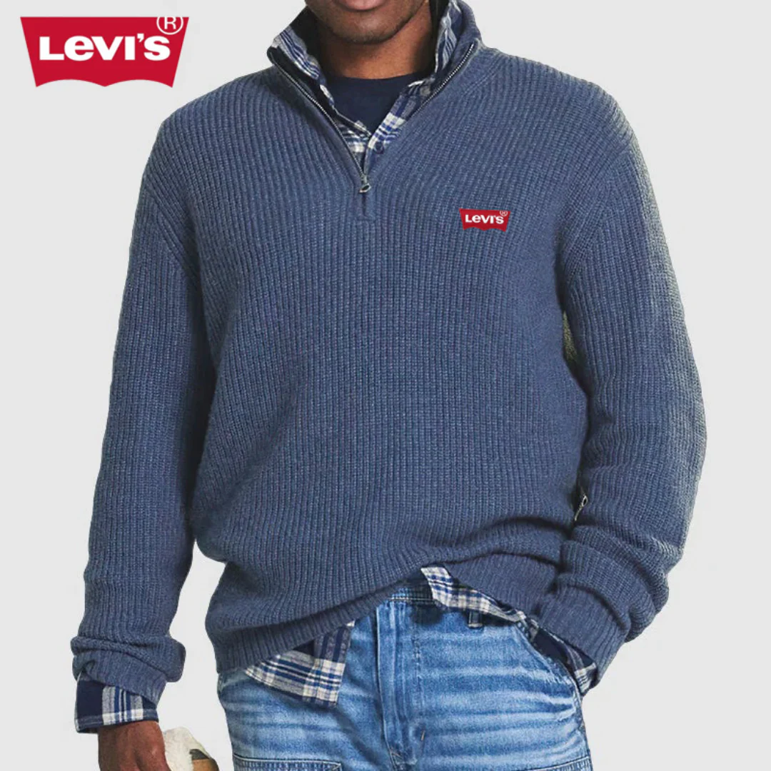 Men’s Ribbed Knit Zip-Up Sweater