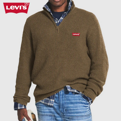 Men’s Ribbed Knit Zip-Up Sweater